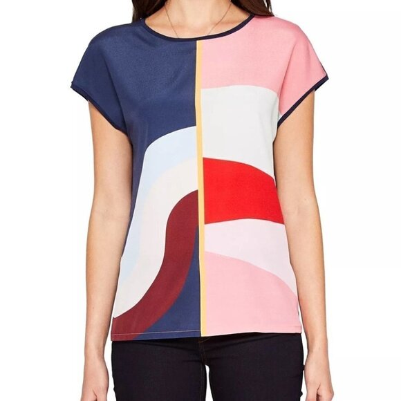 TED Baker Hasel Mississippi Abstract Design Top, Navy/Multi Size 1/ US 4 - Picture 9 of 14